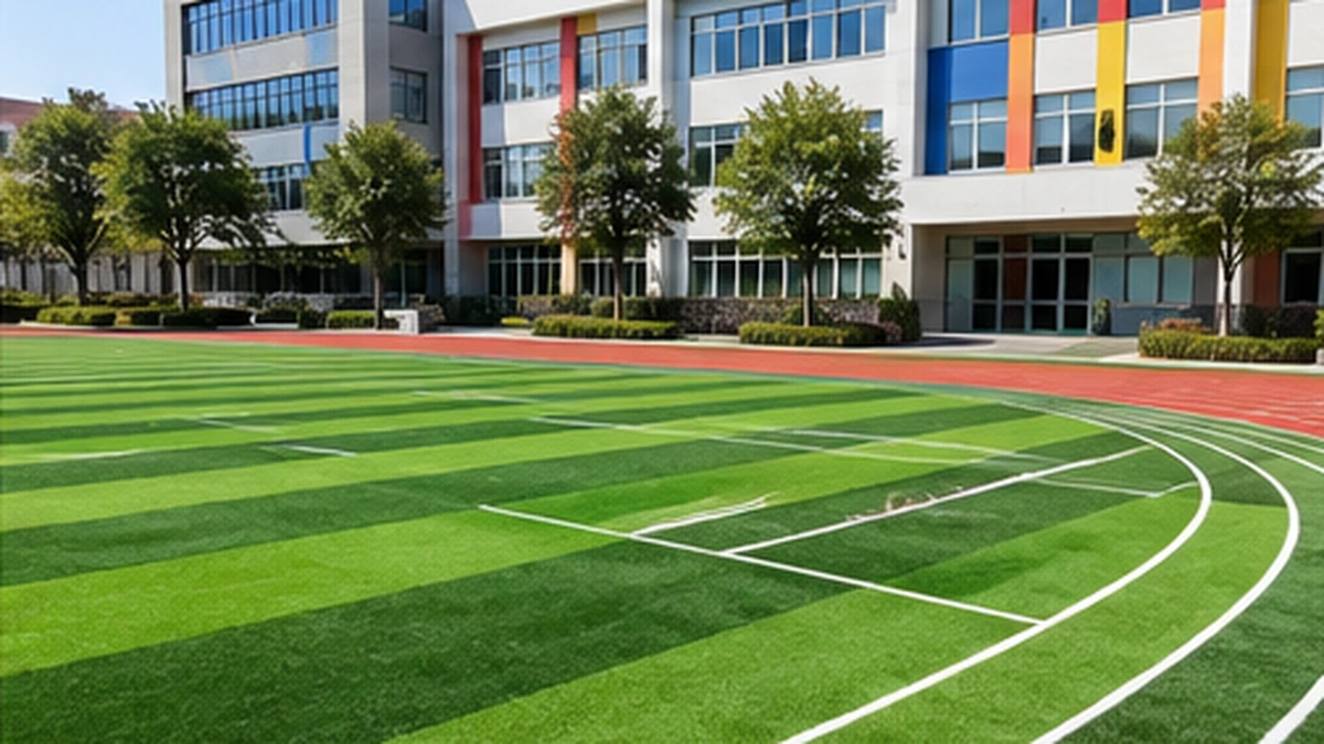 Artificial grass playground at school