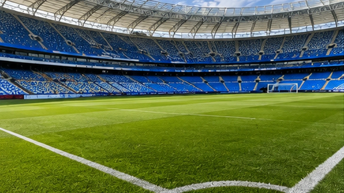 Artificial turf installation at sports stadium